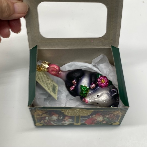 Old World Christmas Blossom Opossum Glass Blown Christmas Tree Ornament Fun - Picture 3 of 14